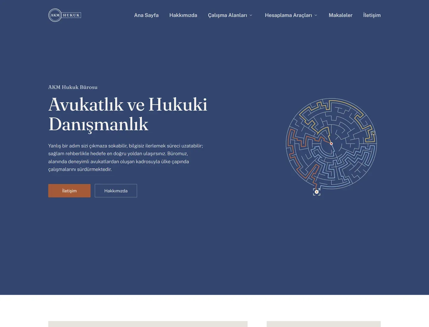AKM Hukuk Bürosu sitesinin bilgisayardaki görünümü