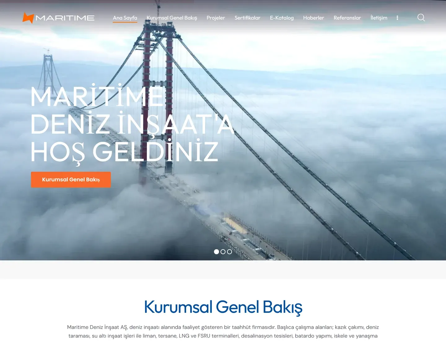 Maritime sitesinin bilgisayardaki görünümü